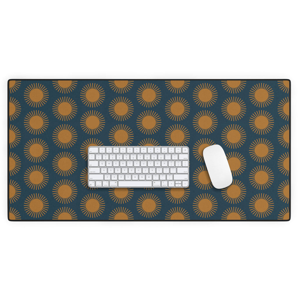 Colour Poems Cheerful Sun Pattern Navy Blue Desk Mat