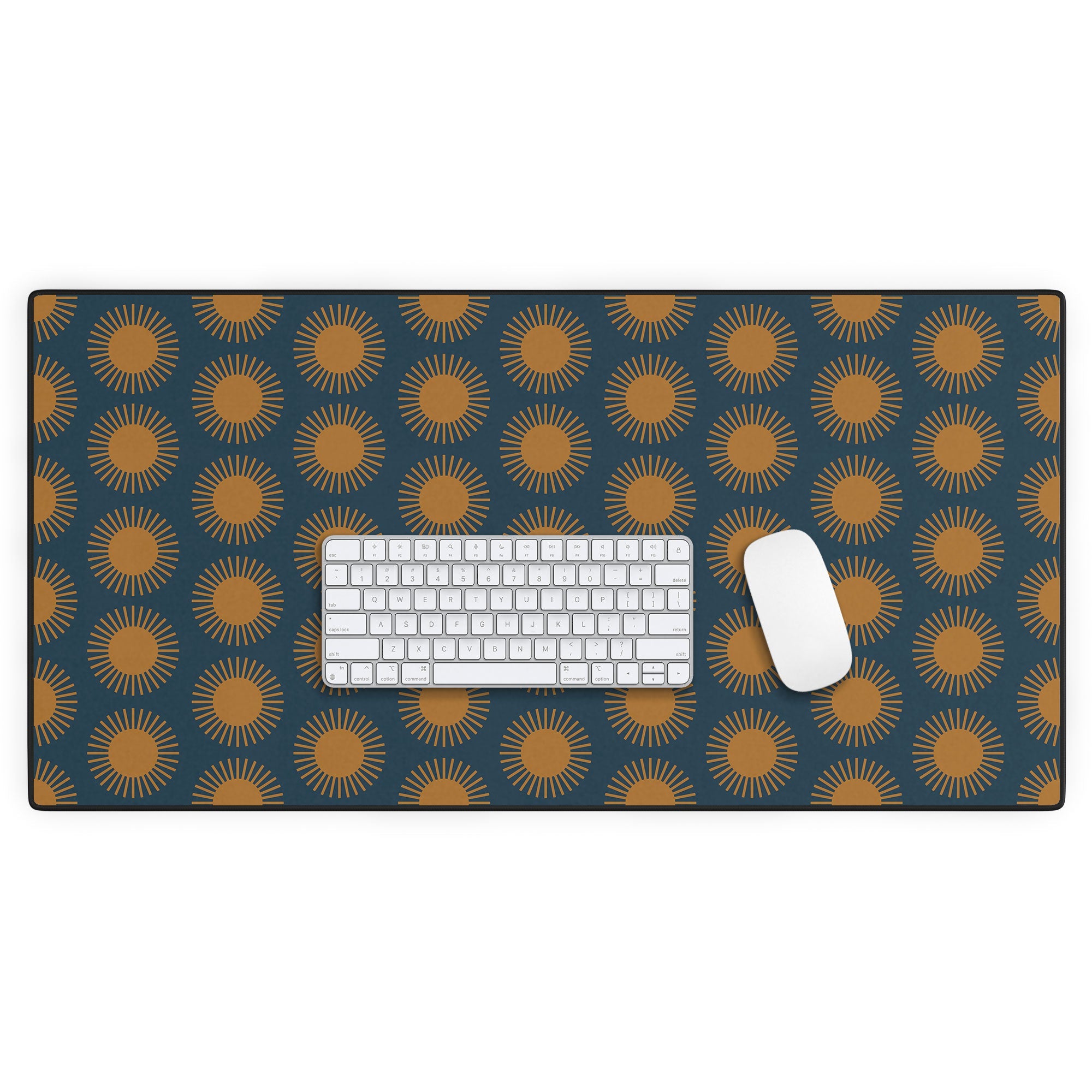 Colour Poems Cheerful Sun Pattern Navy Blue Desk Mat