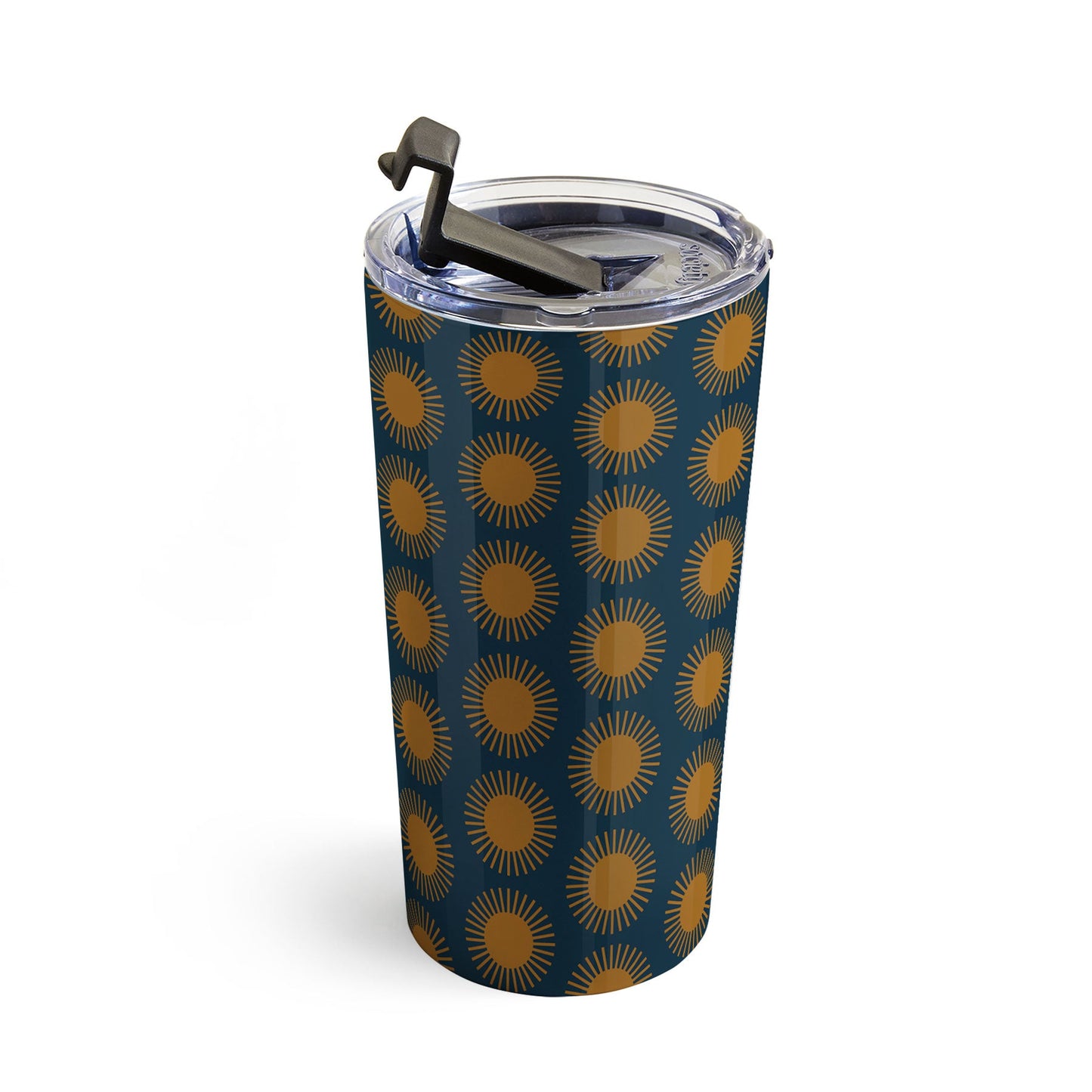 Colour Poems Cheerful Sun Pattern Navy Blue Travel Mug