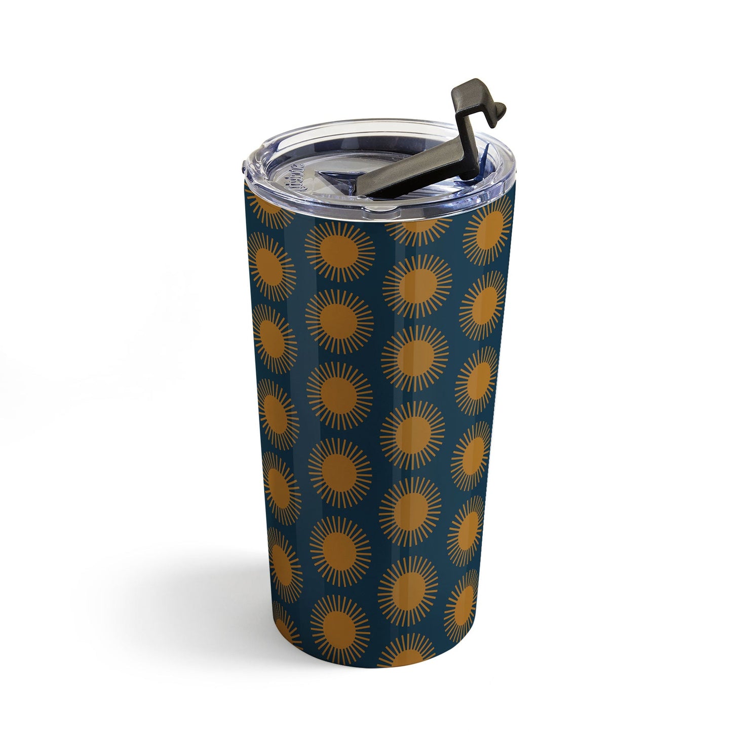 Colour Poems Cheerful Sun Pattern Navy Blue Travel Mug