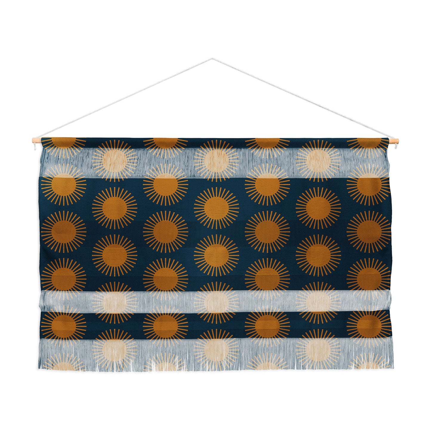 Colour Poems Cheerful Sun Pattern Navy Blue Wall Hanging Landscape