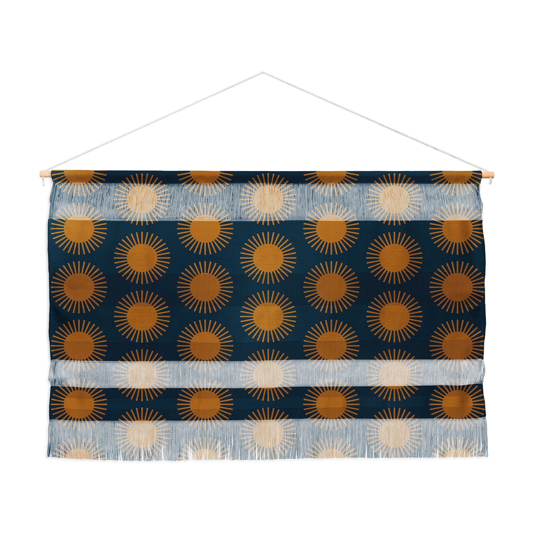 Colour Poems Cheerful Sun Pattern Navy Blue Wall Hanging Landscape