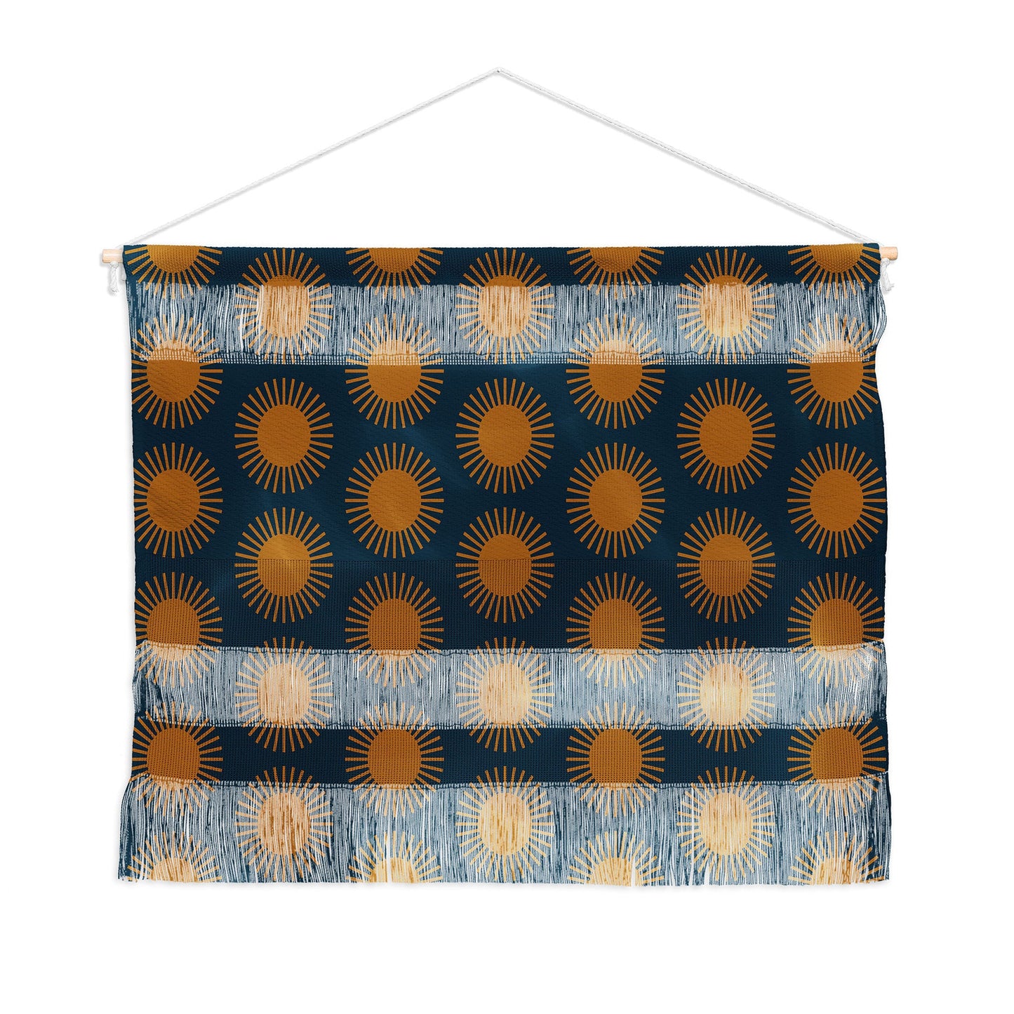 Colour Poems Cheerful Sun Pattern Navy Blue Wall Hanging Landscape
