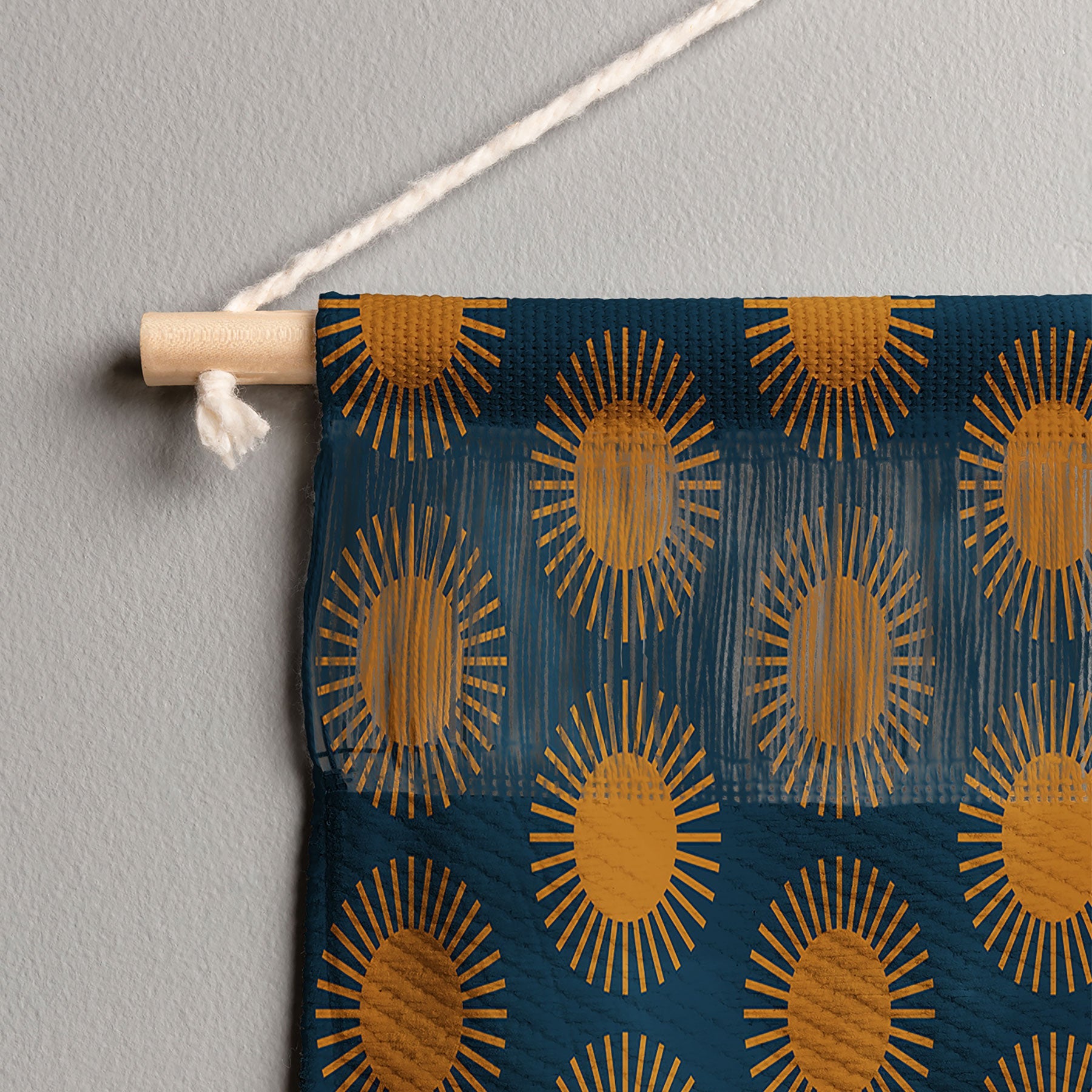 Colour Poems Cheerful Sun Pattern Navy Blue Wall Hanging Portrait