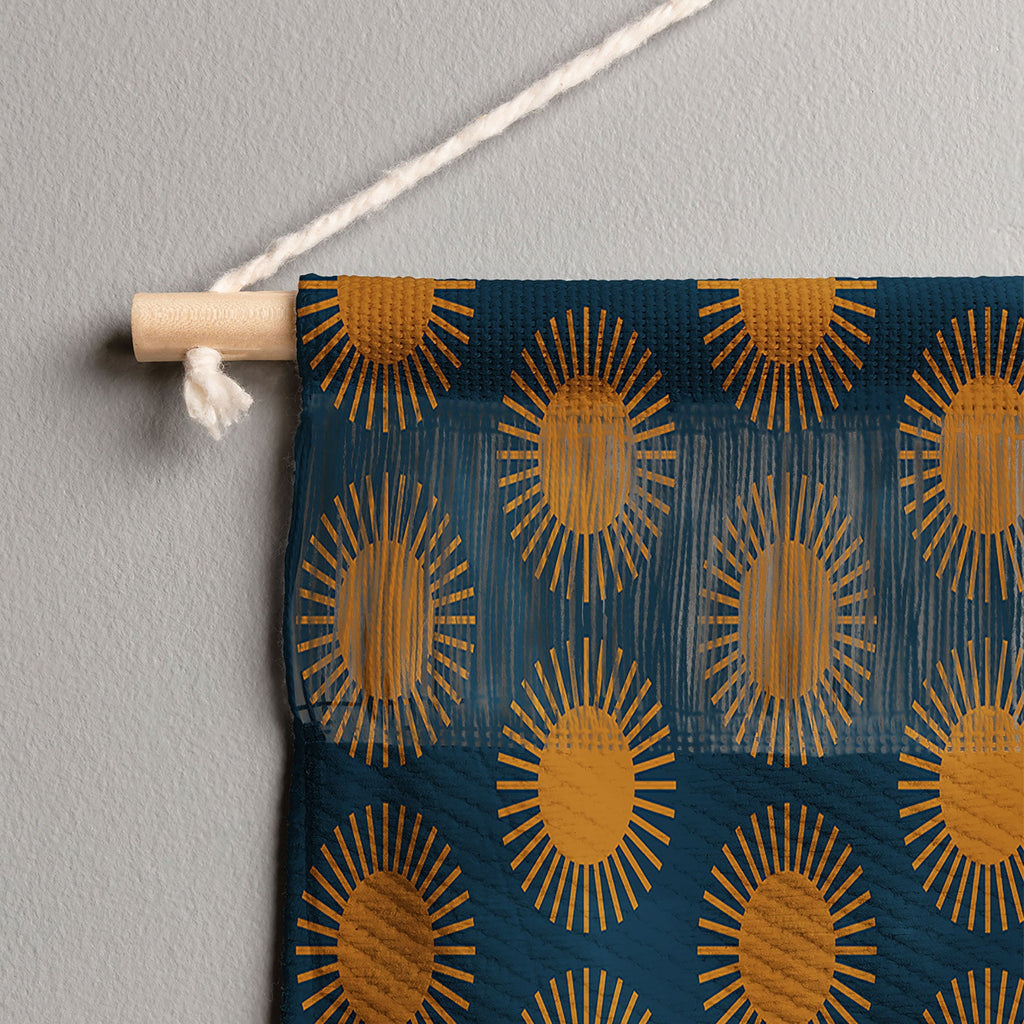 Colour Poems Cheerful Sun Pattern Navy Blue Wall Hanging Landscape