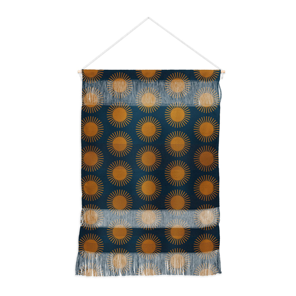Colour Poems Cheerful Sun Pattern Navy Blue Wall Hanging Portrait