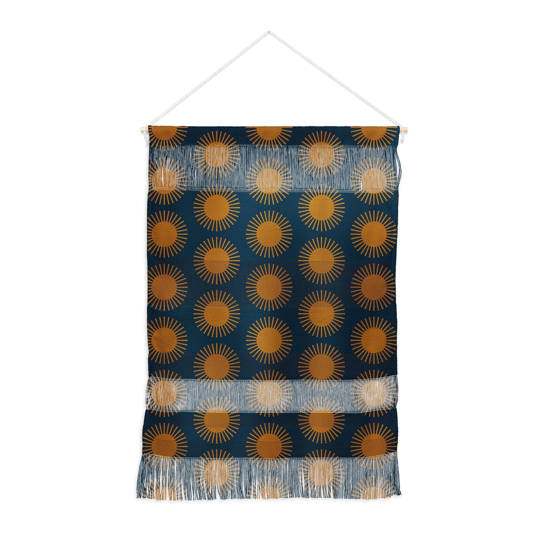 Colour Poems Cheerful Sun Pattern Navy Blue Wall Hanging Portrait