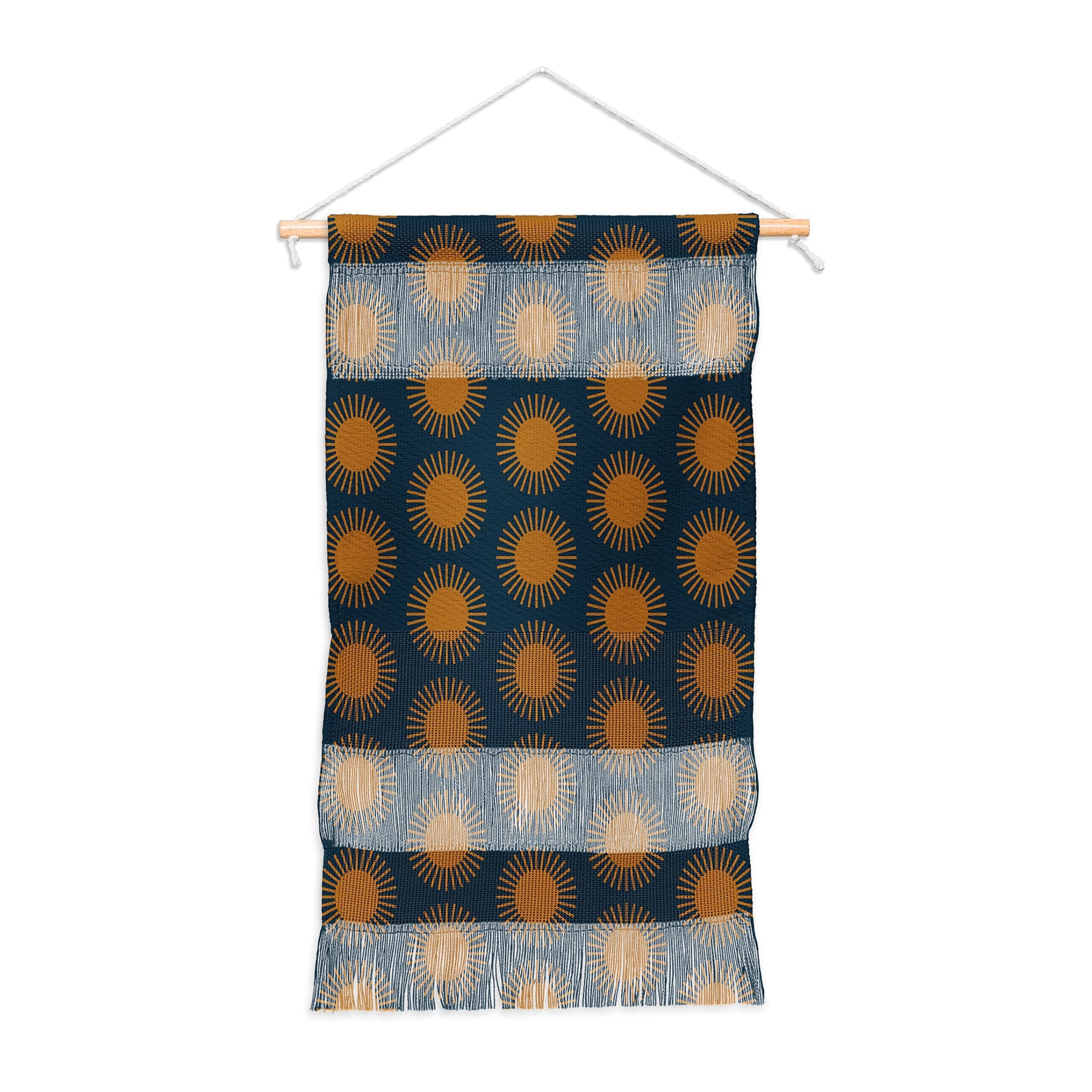 Colour Poems Cheerful Sun Pattern Navy Blue Wall Hanging Portrait