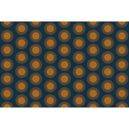 Colour Poems Cheerful Sun Pattern Navy Blue Wall Mural