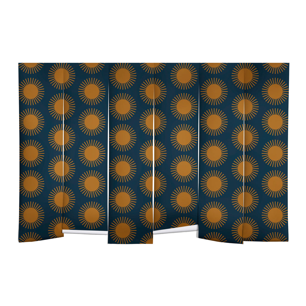Colour Poems Cheerful Sun Pattern Navy Blue Wall Mural