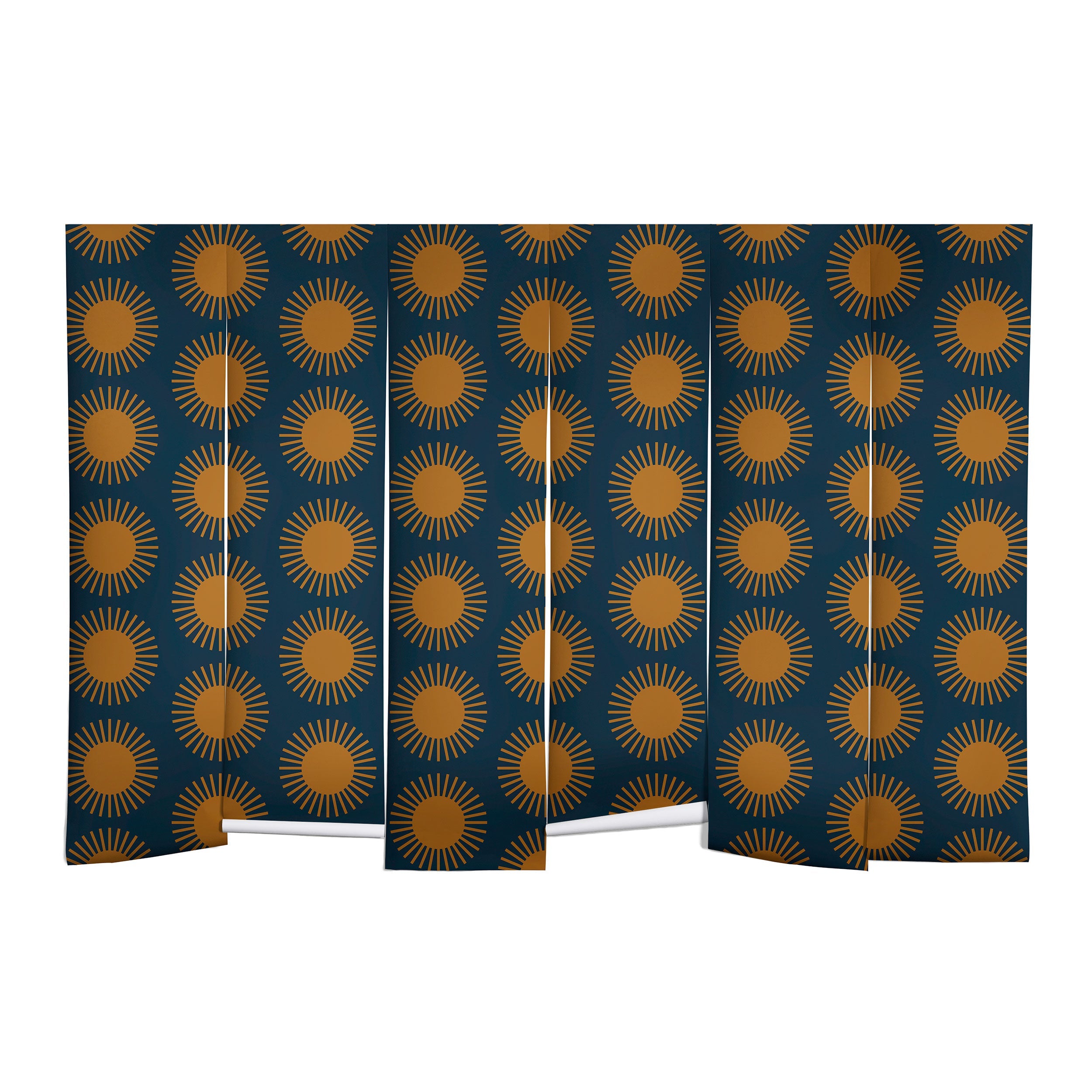 Colour Poems Cheerful Sun Pattern Navy Blue Wall Mural