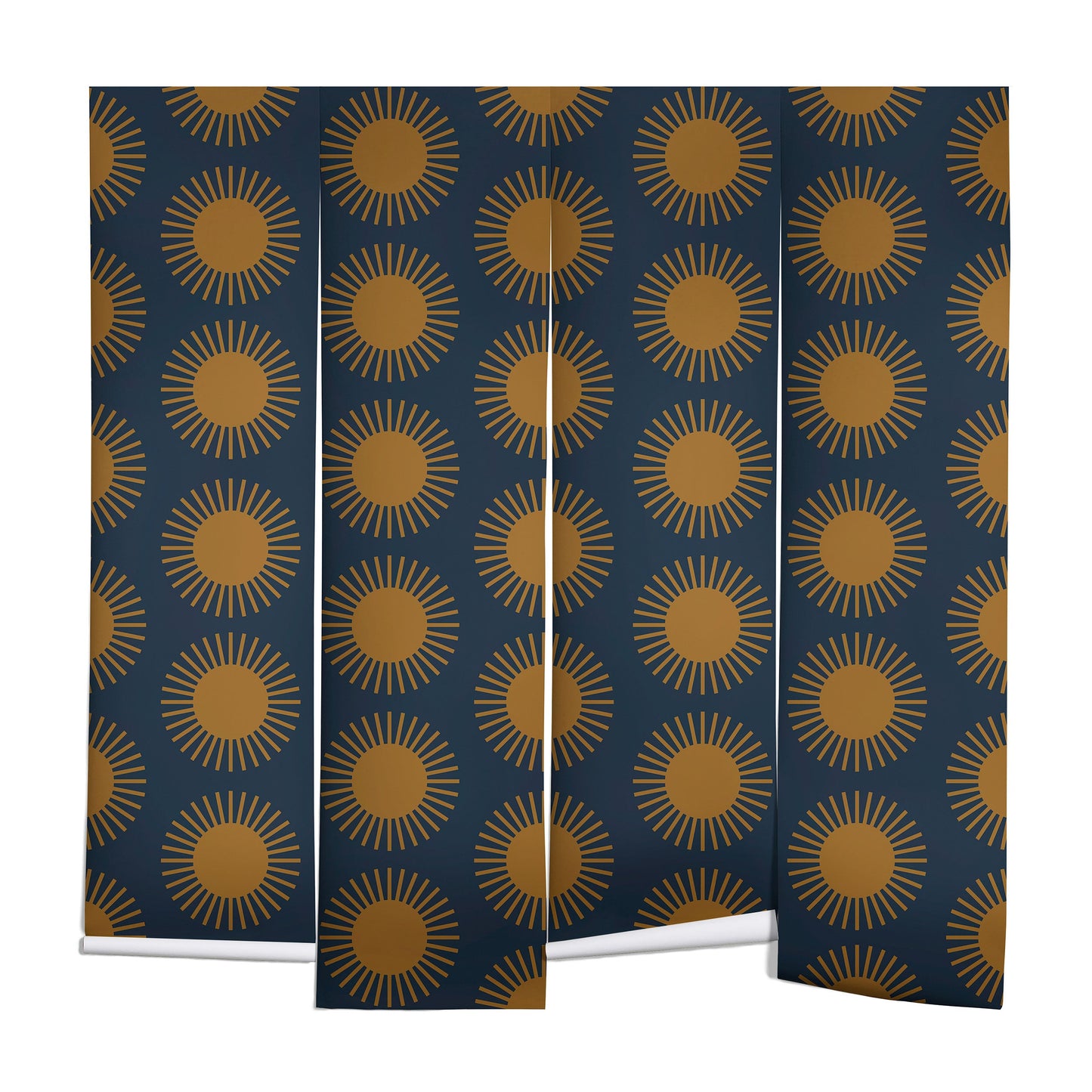 Colour Poems Cheerful Sun Pattern Navy Blue Wall Mural