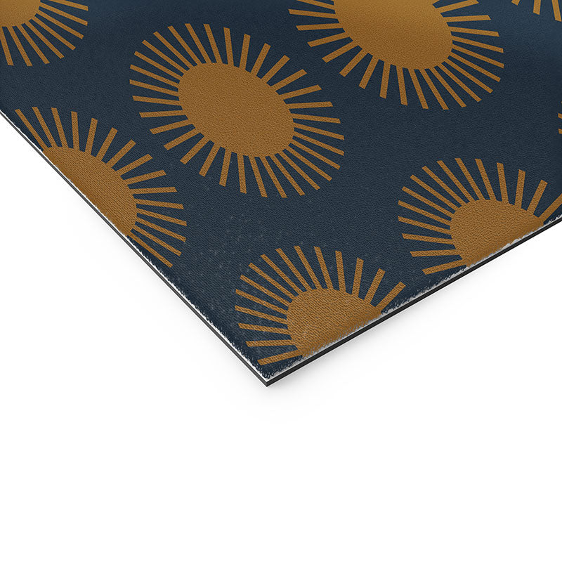 Colour Poems Cheerful Sun Pattern Navy Blue Welcome Mat