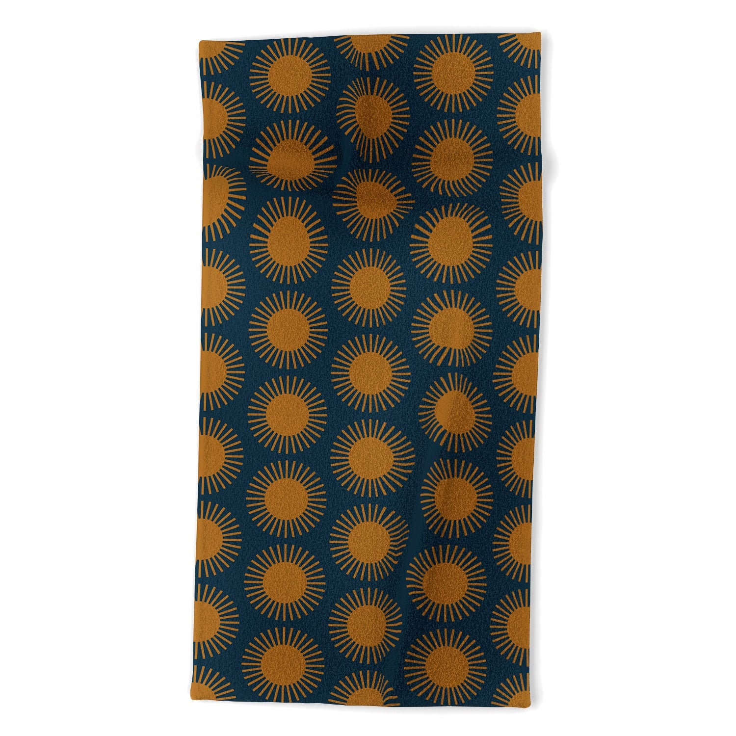 Colour Poems Cheerful Sun Pattern Navy Blue Beach Towel