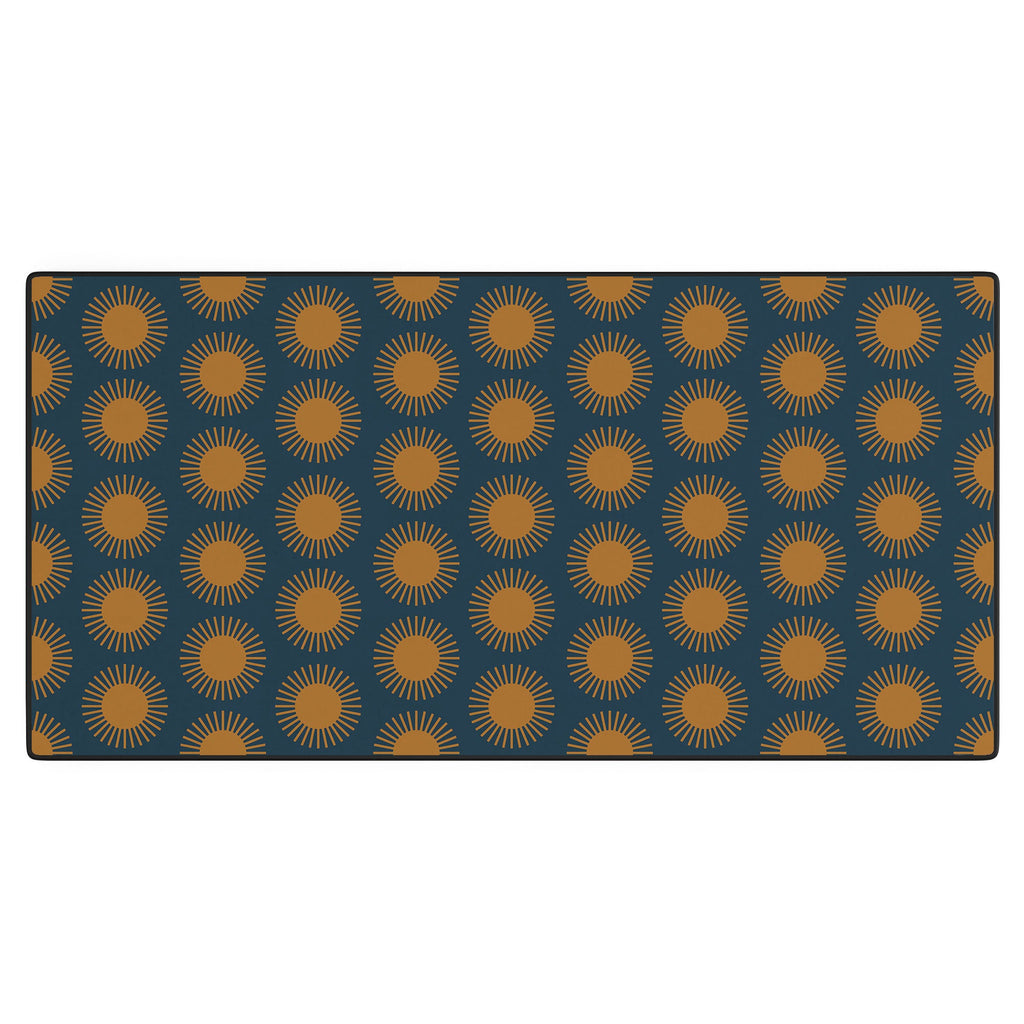 Colour Poems Cheerful Sun Pattern Navy Blue Desk Mat