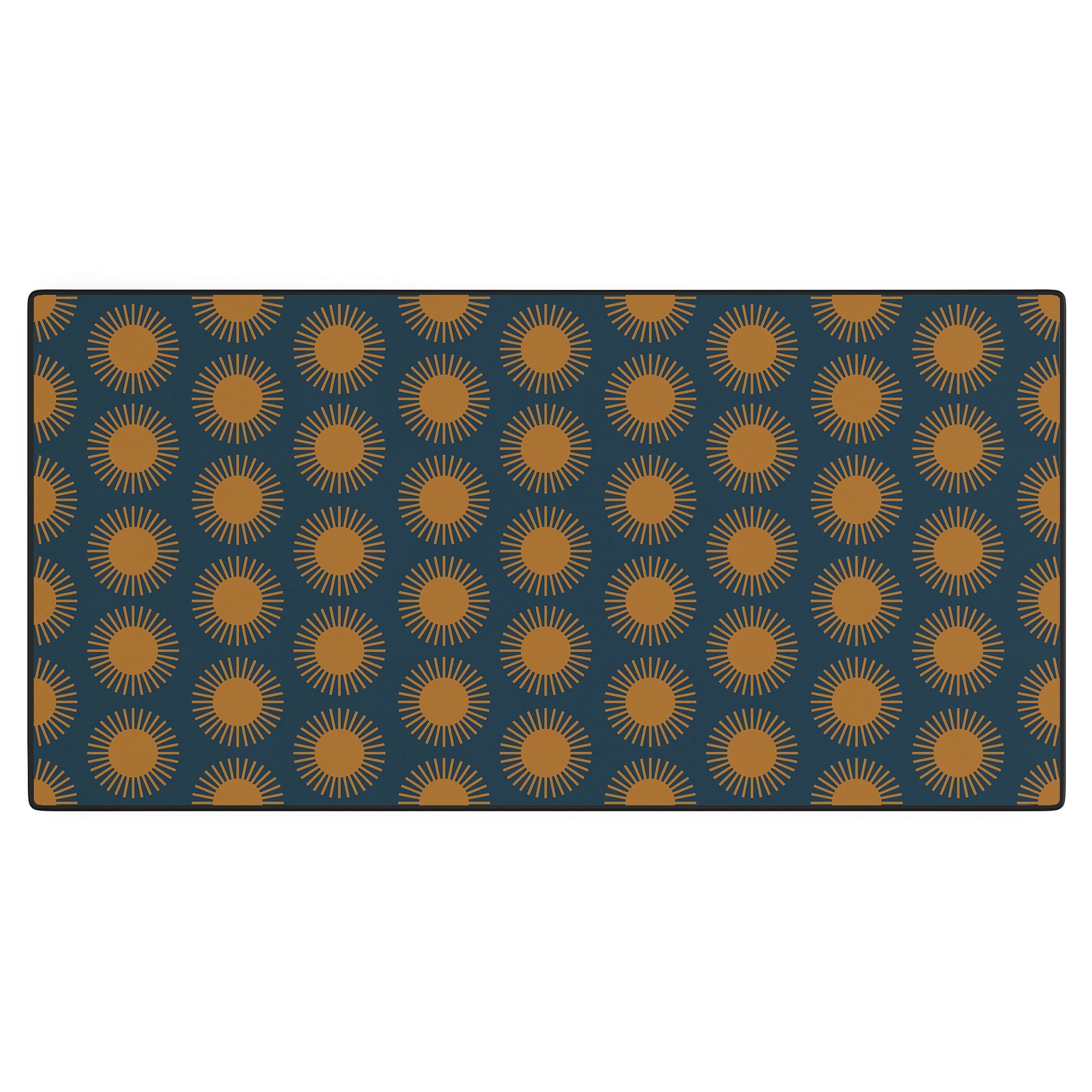 Colour Poems Cheerful Sun Pattern Navy Blue Desk Mat