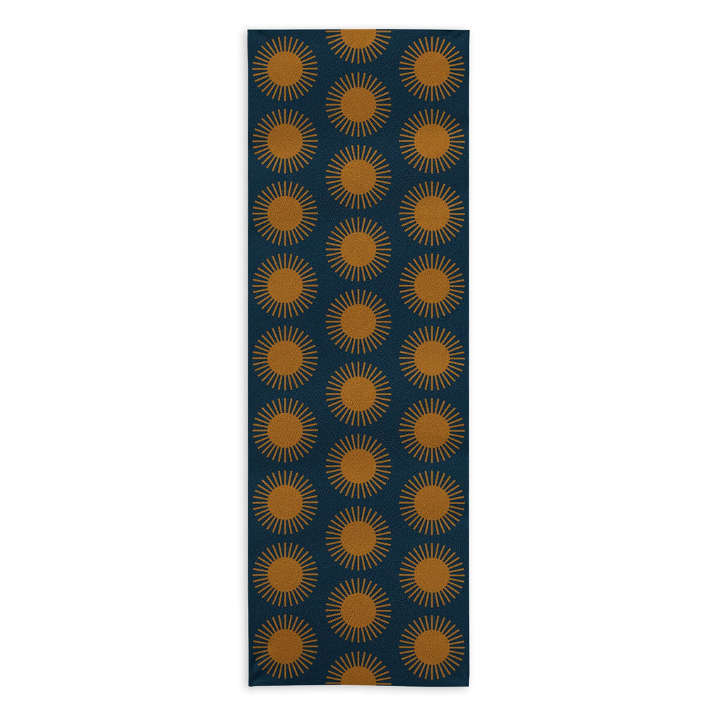 Colour Poems Cheerful Sun Pattern Navy Blue Yoga Towel