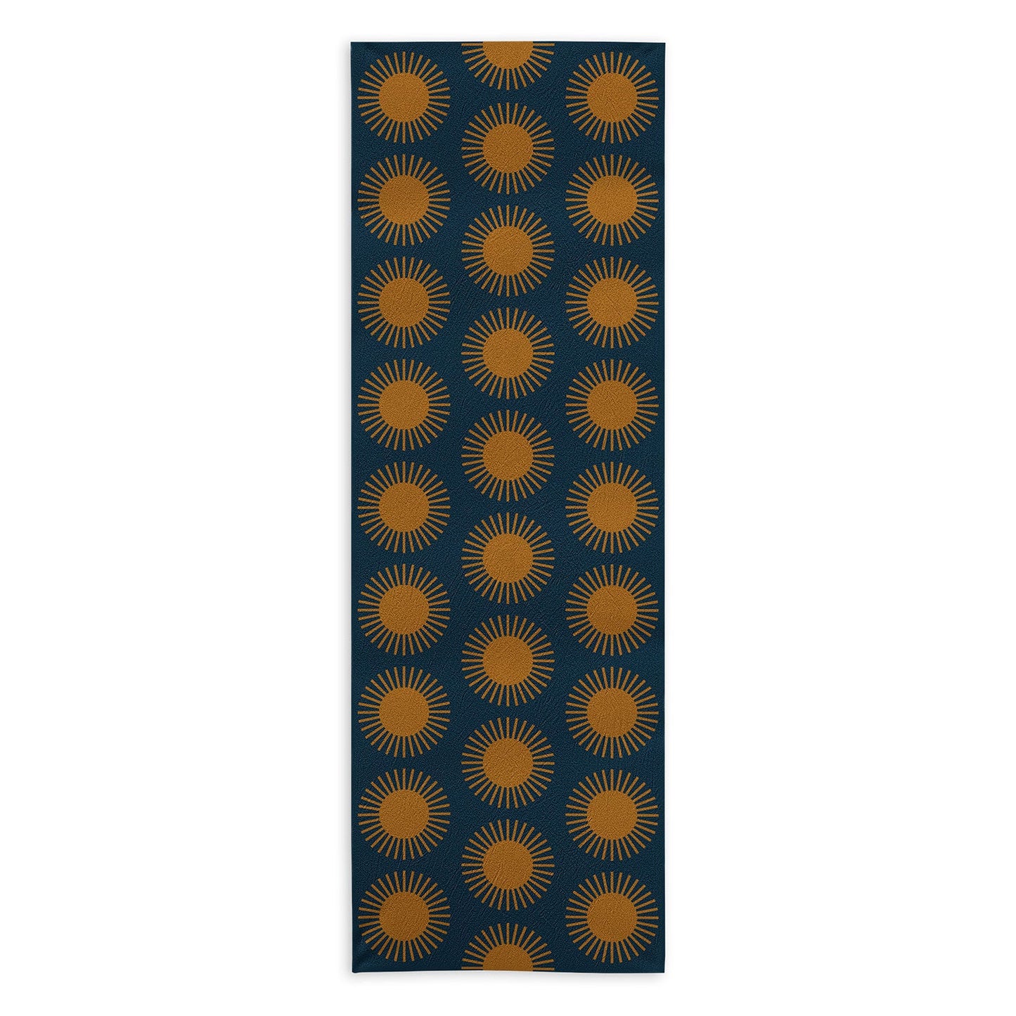 Colour Poems Cheerful Sun Pattern Navy Blue Yoga Towel