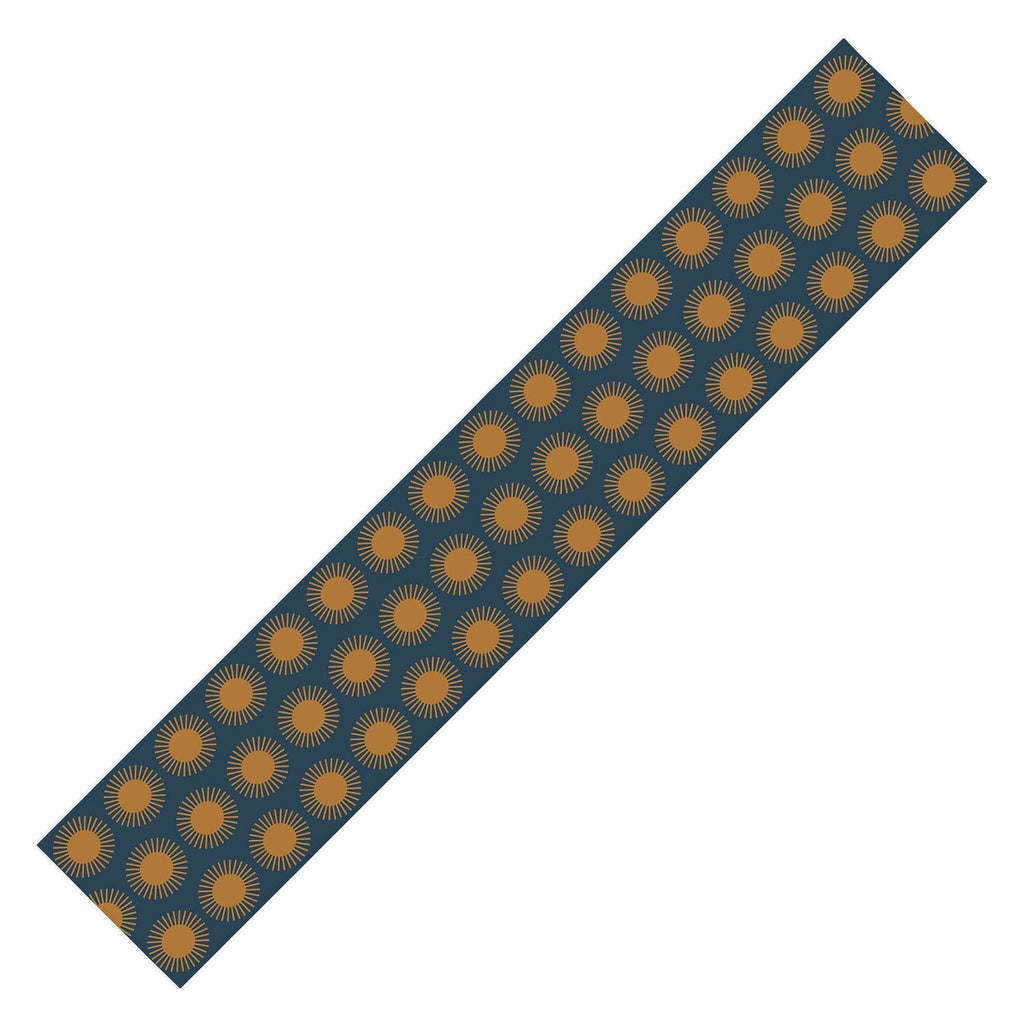 Colour Poems Cheerful Sun Pattern Navy Blue Table Runner