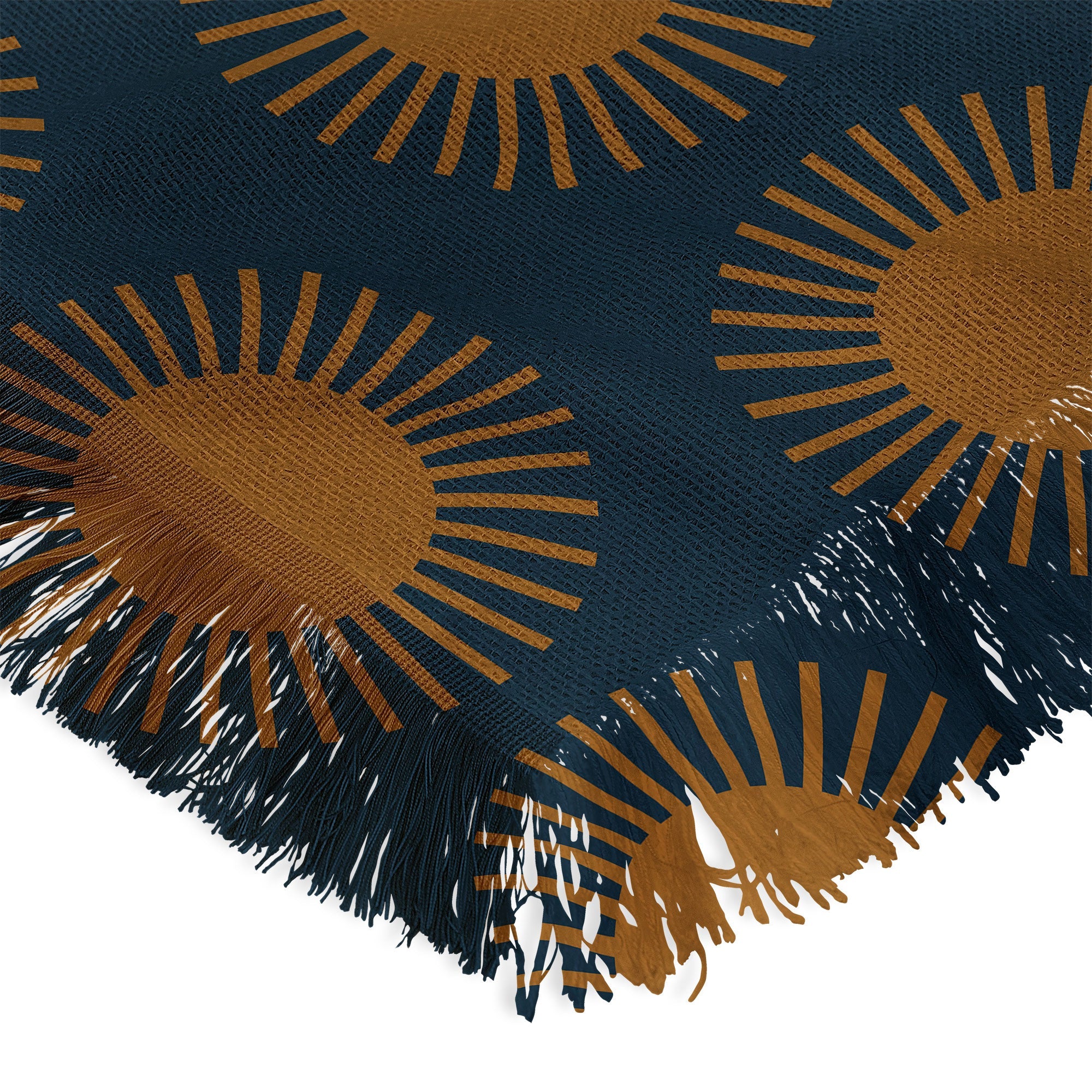 Colour Poems Cheerful Sun Pattern Navy Blue Throw Blanket