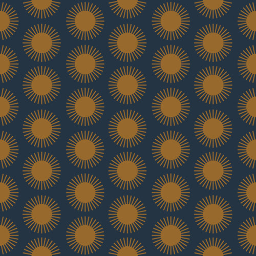 Colour Poems Cheerful Sun Pattern Navy Blue Wall Mural