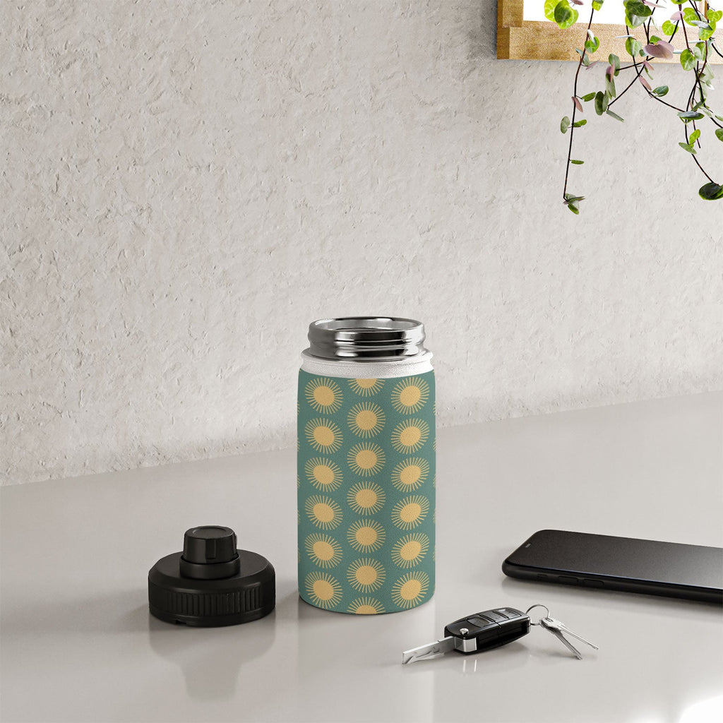 Colour Poems Cheerful Sun Pattern Sage Water Bottle