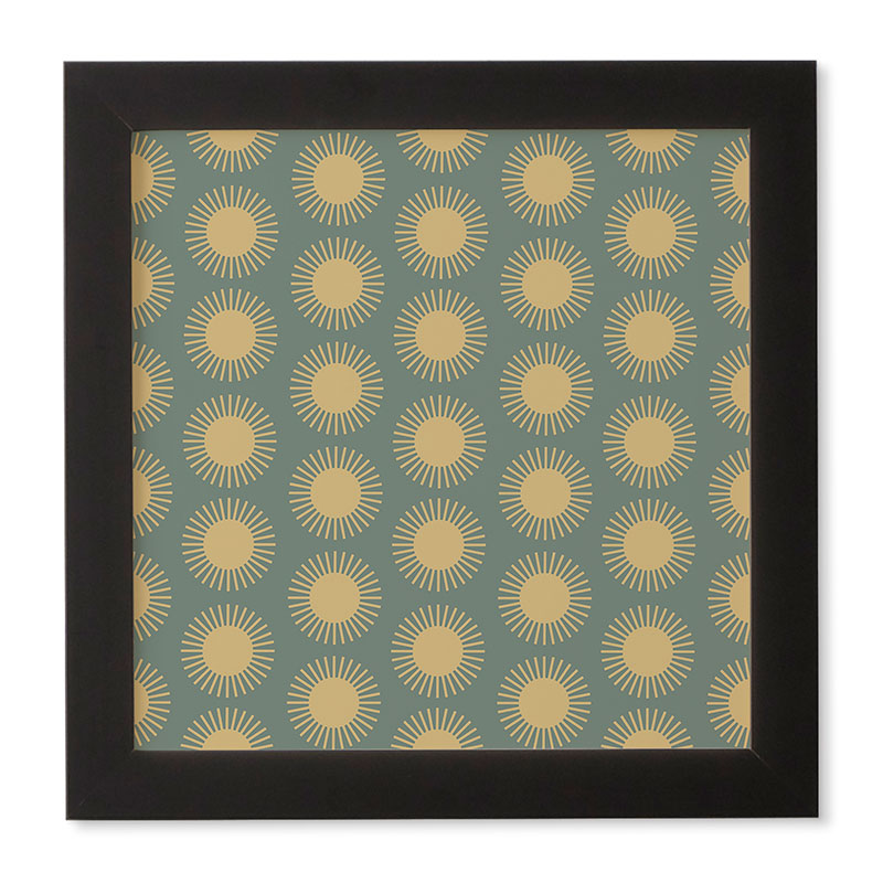 Colour Poems Cheerful Sun Pattern Sage Framed Wall Art