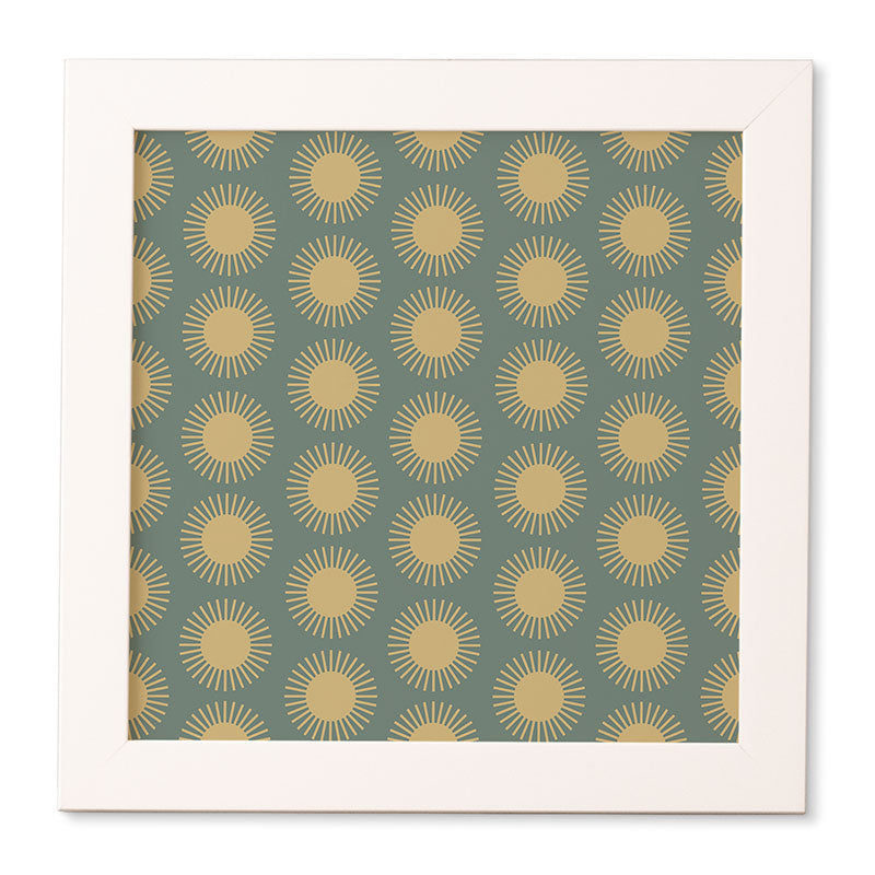 Colour Poems Cheerful Sun Pattern Sage Framed Wall Art