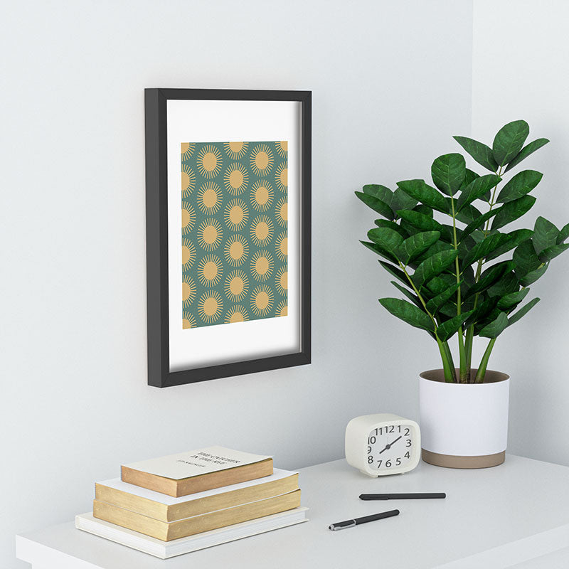 Colour Poems Cheerful Sun Pattern Sage Recessed Framing Rectangle