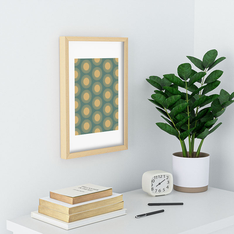 Colour Poems Cheerful Sun Pattern Sage Recessed Framing Rectangle