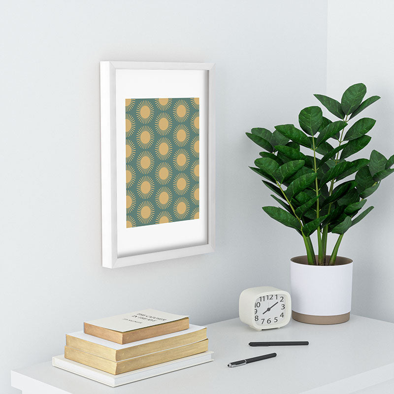 Colour Poems Cheerful Sun Pattern Sage Recessed Framing Rectangle