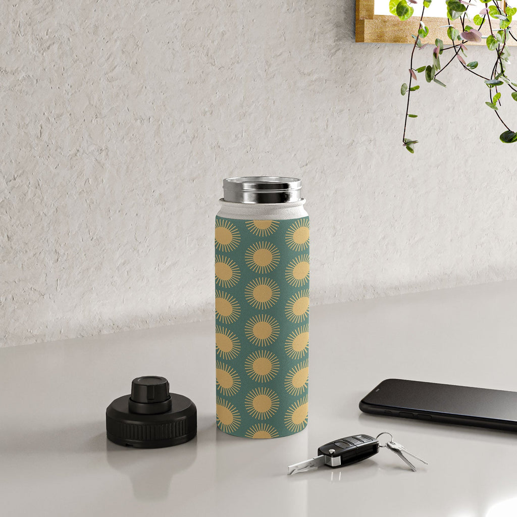 Colour Poems Cheerful Sun Pattern Sage Water Bottle