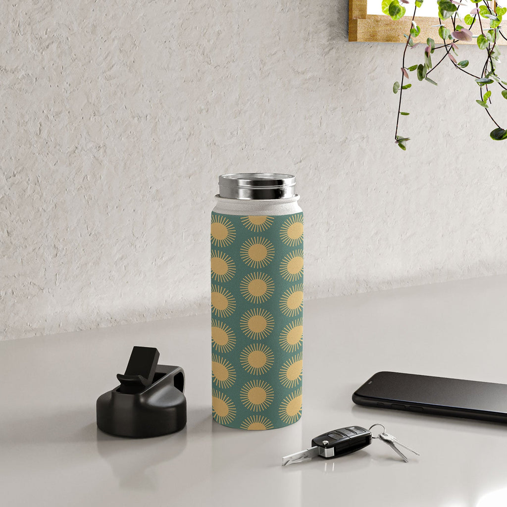 Colour Poems Cheerful Sun Pattern Sage Water Bottle