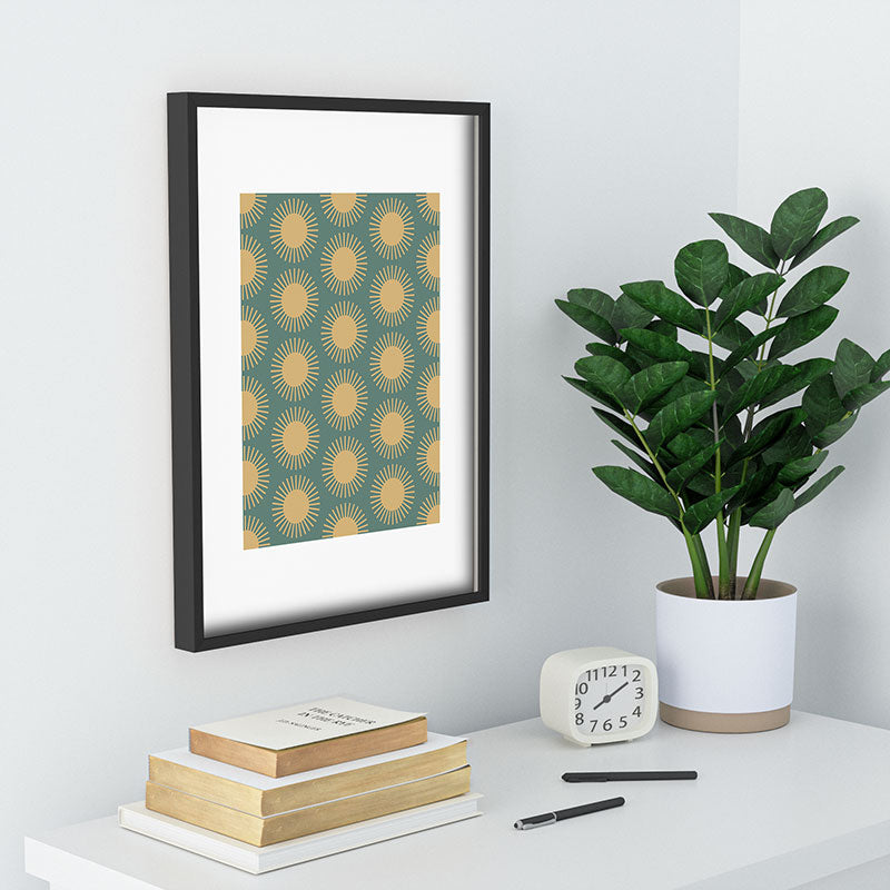 Colour Poems Cheerful Sun Pattern Sage Recessed Framing Rectangle