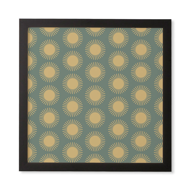 Colour Poems Cheerful Sun Pattern Sage Framed Wall Art