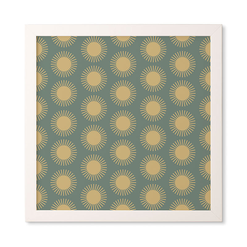 Colour Poems Cheerful Sun Pattern Sage Framed Wall Art