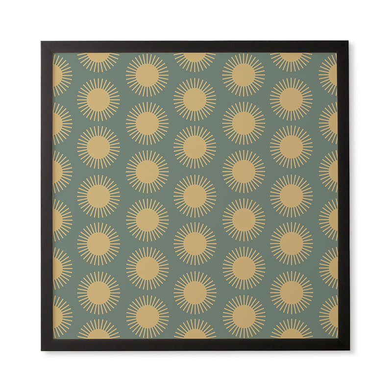 Colour Poems Cheerful Sun Pattern Sage Framed Wall Art