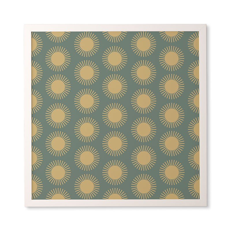 Colour Poems Cheerful Sun Pattern Sage Framed Wall Art