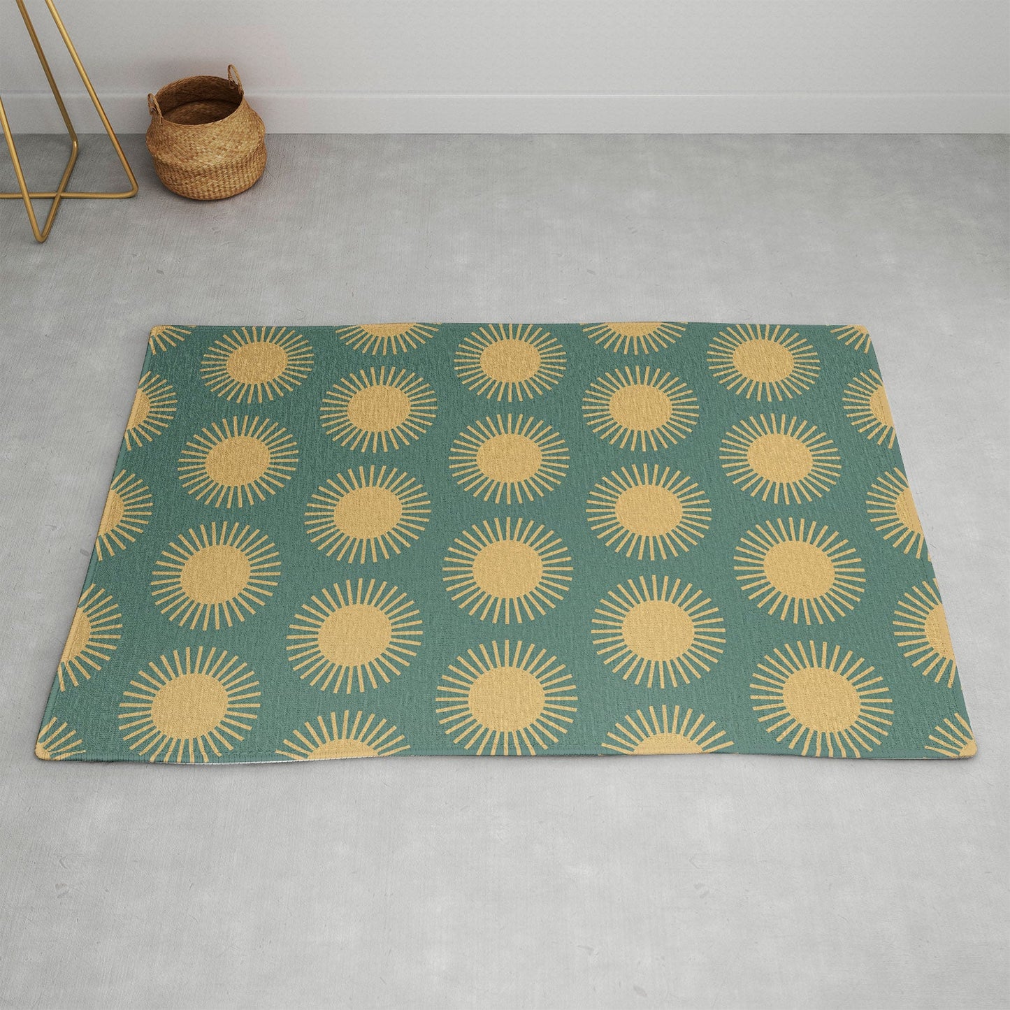 Colour Poems Cheerful Sun Pattern Sage Area Rug