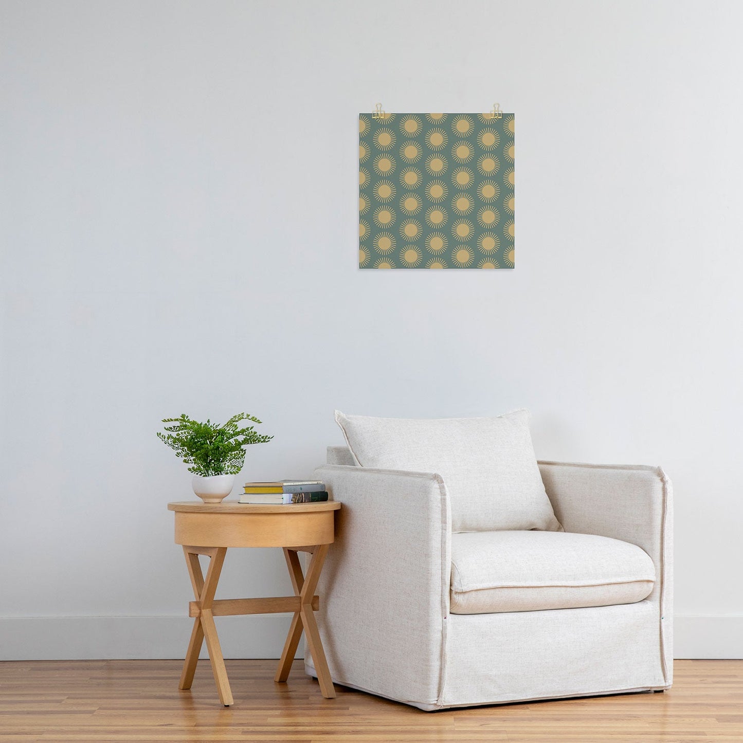 Colour Poems Cheerful Sun Pattern Sage Art Print