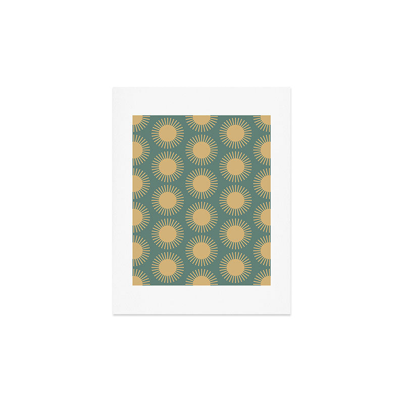 Colour Poems Cheerful Sun Pattern Sage Art Print