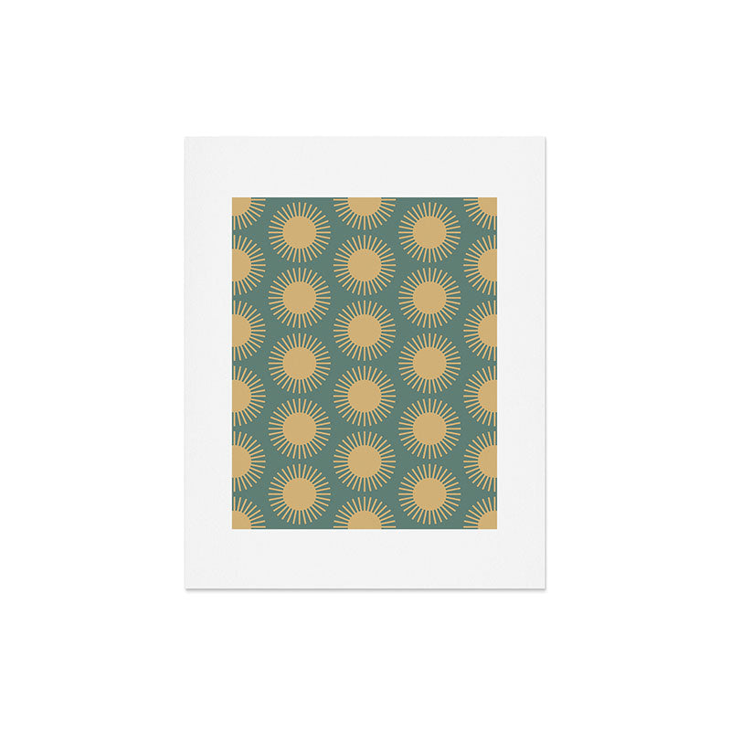 Colour Poems Cheerful Sun Pattern Sage Art Print