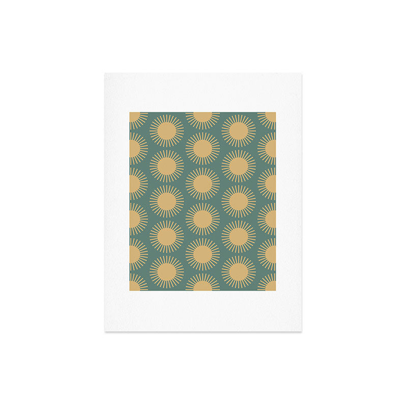 Colour Poems Cheerful Sun Pattern Sage Art Print