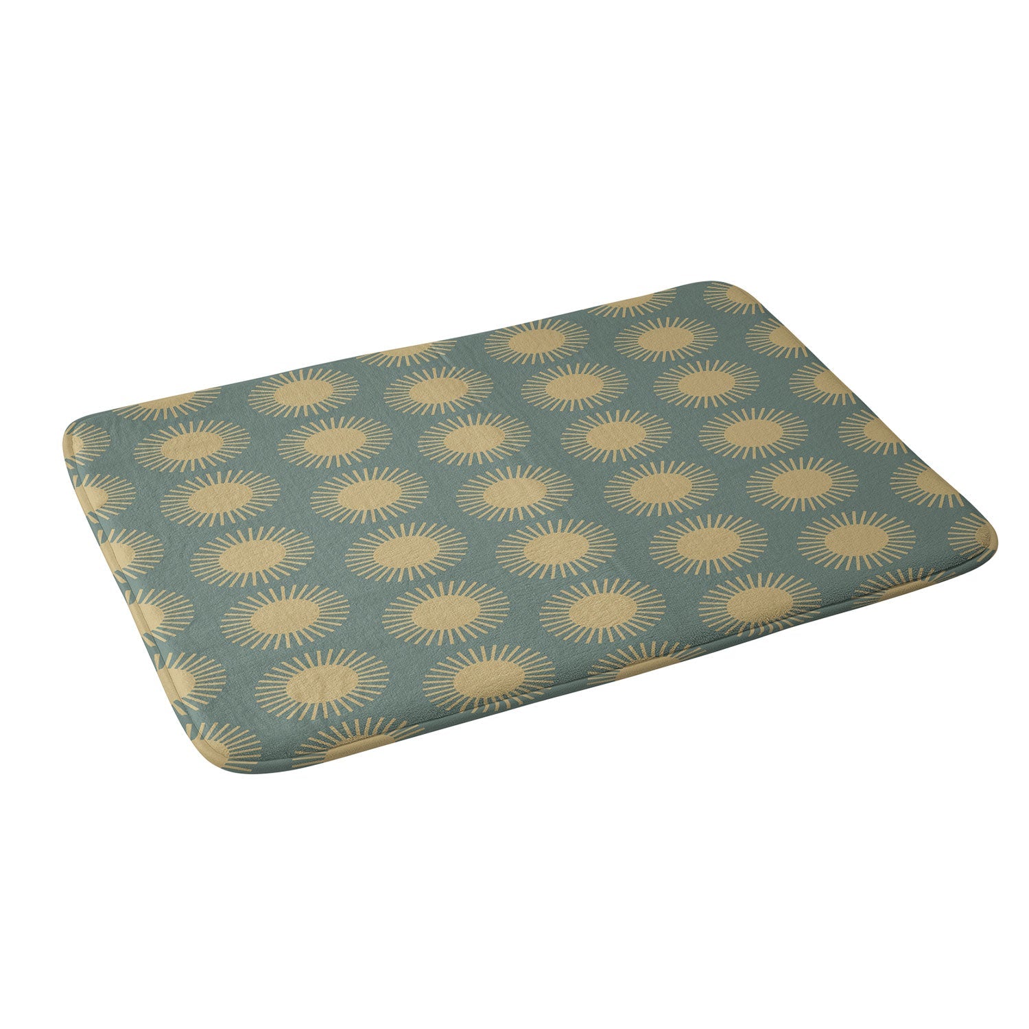 Colour Poems Cheerful Sun Pattern Sage Memory Foam Bath Mat