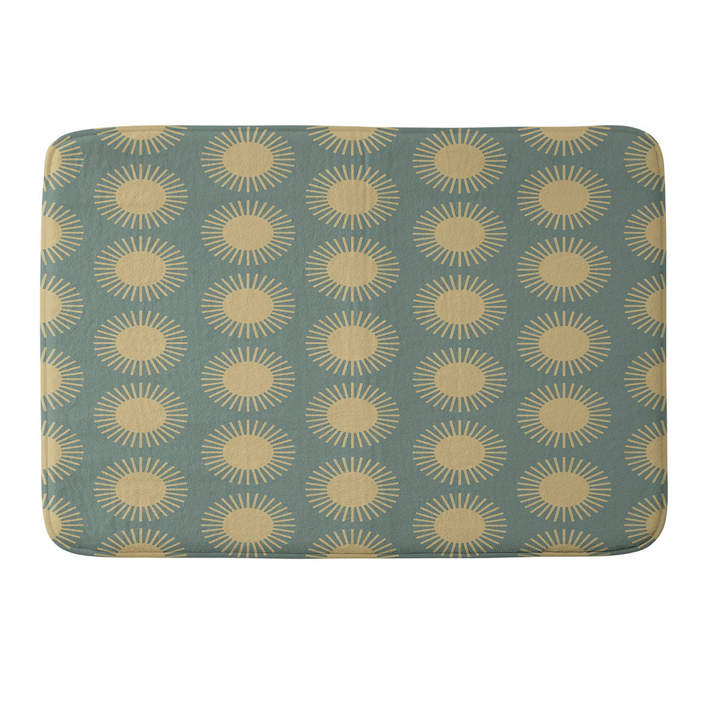 Colour Poems Cheerful Sun Pattern Sage Memory Foam Bath Mat