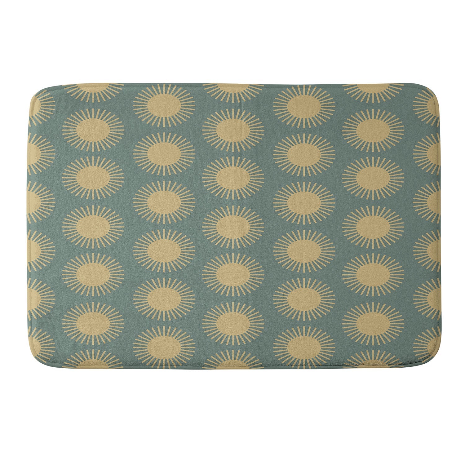 Colour Poems Cheerful Sun Pattern Sage Memory Foam Bath Mat