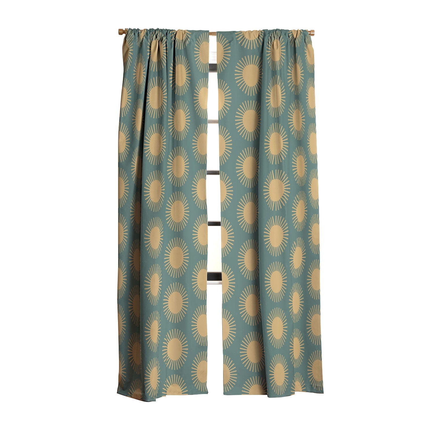 Colour Poems Cheerful Sun Pattern Sage Blackout Window Curtain
