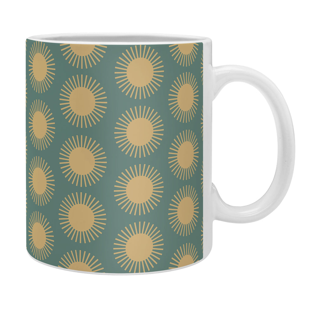 Colour Poems Cheerful Sun Pattern Sage Coffee Mug