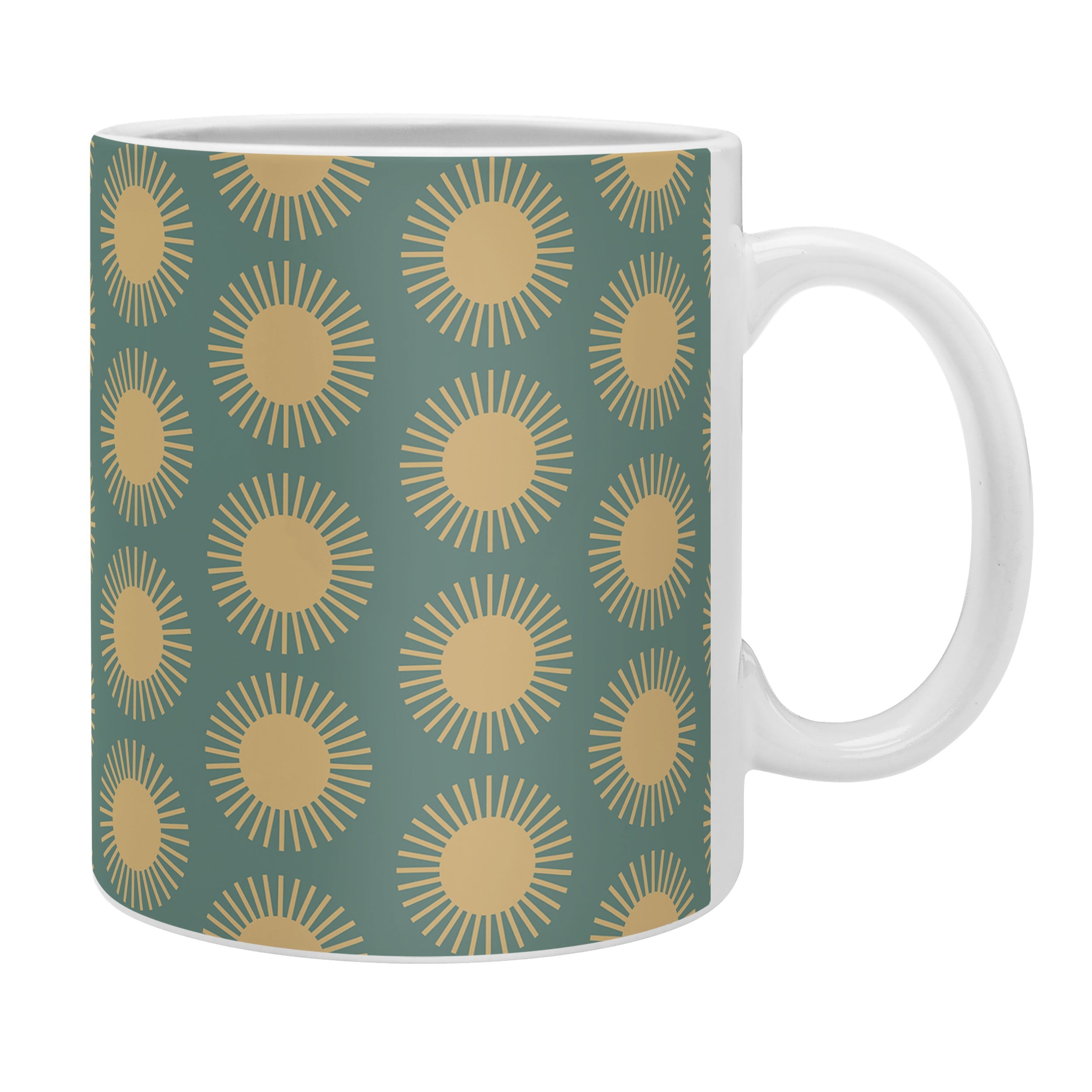 Colour Poems Cheerful Sun Pattern Sage Coffee Mug