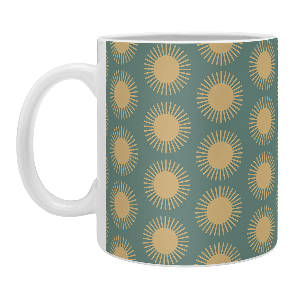 Colour Poems Cheerful Sun Pattern Sage Coffee Mug
